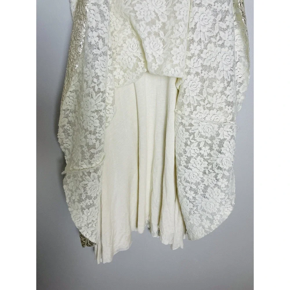 Free People Cream Lace Metallic Ombré Fit And Flare Dress. Large.‎ Bridal.